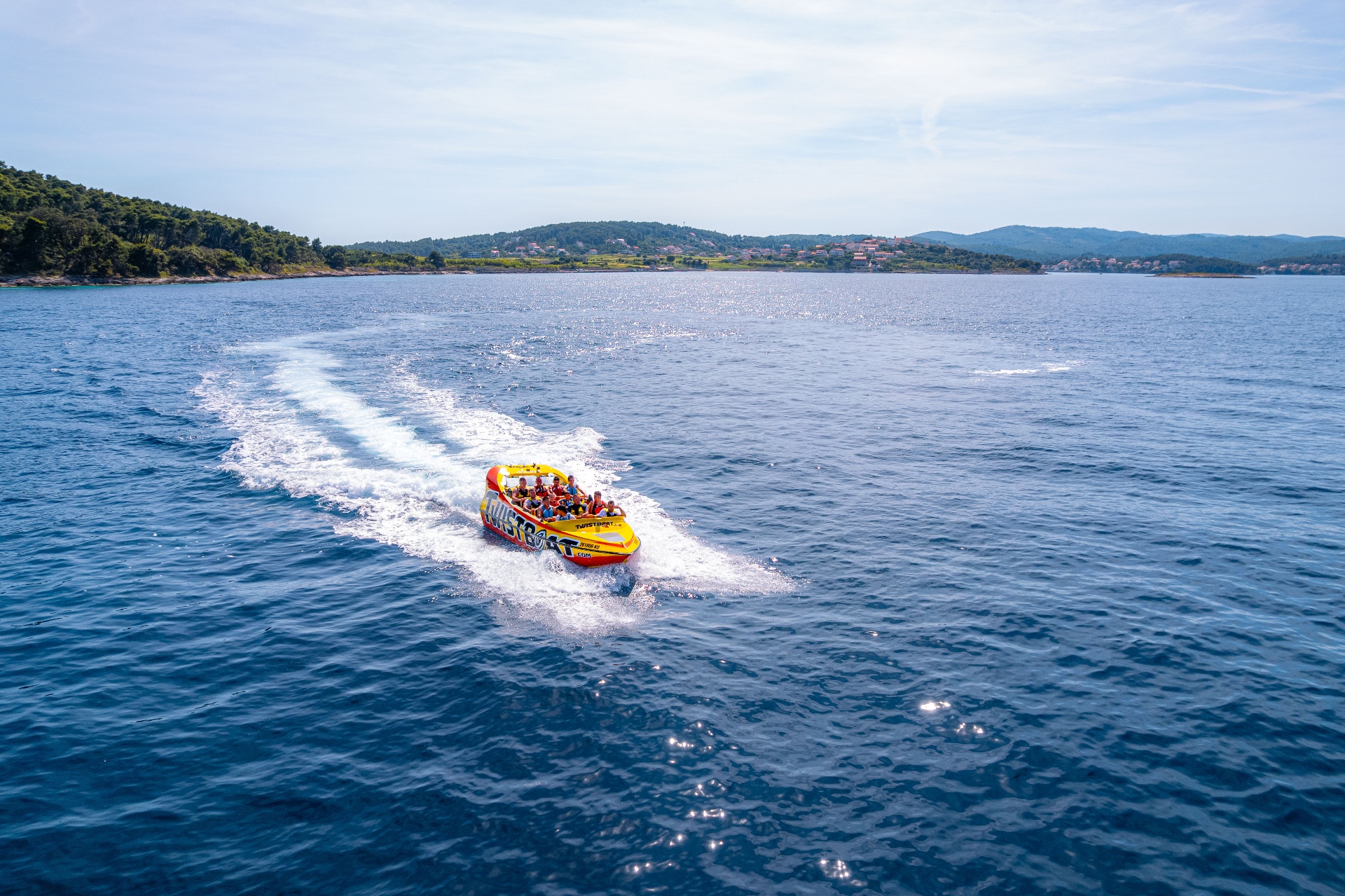 Twistboat cruising along Korčula coast